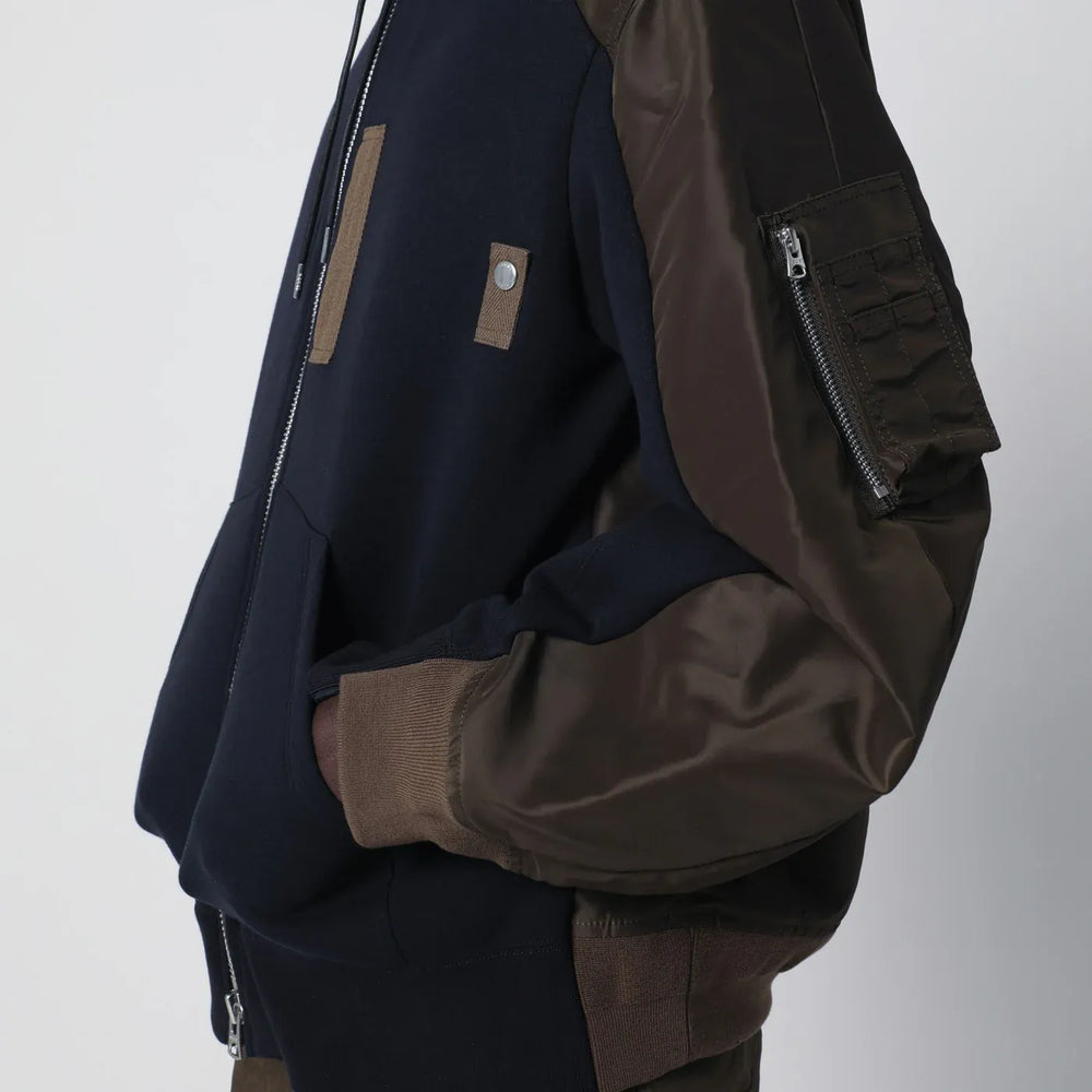 Sacai - Navy/kakhi cotton-blend hoodie Brand Apparel & Accessories > Clothing > Shirts & Tops 3