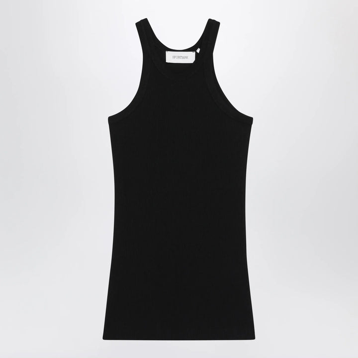 Sportmax - Ribbed cotton and silk halterneck tank top in black Brand Apparel &amp; Accessories > Clothing > Shirts &amp; Tops XS