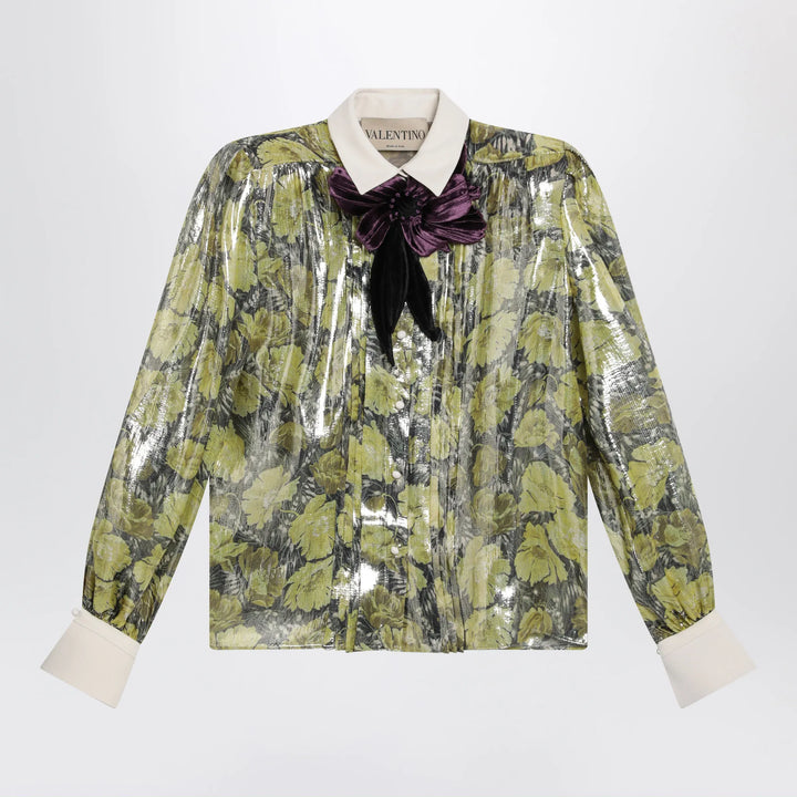 Valentino - Shirt in lurex with Après L’Hiver Poppies print Brand Apparel &amp; Accessories > Clothing > Shirts &amp; Tops 40  IT