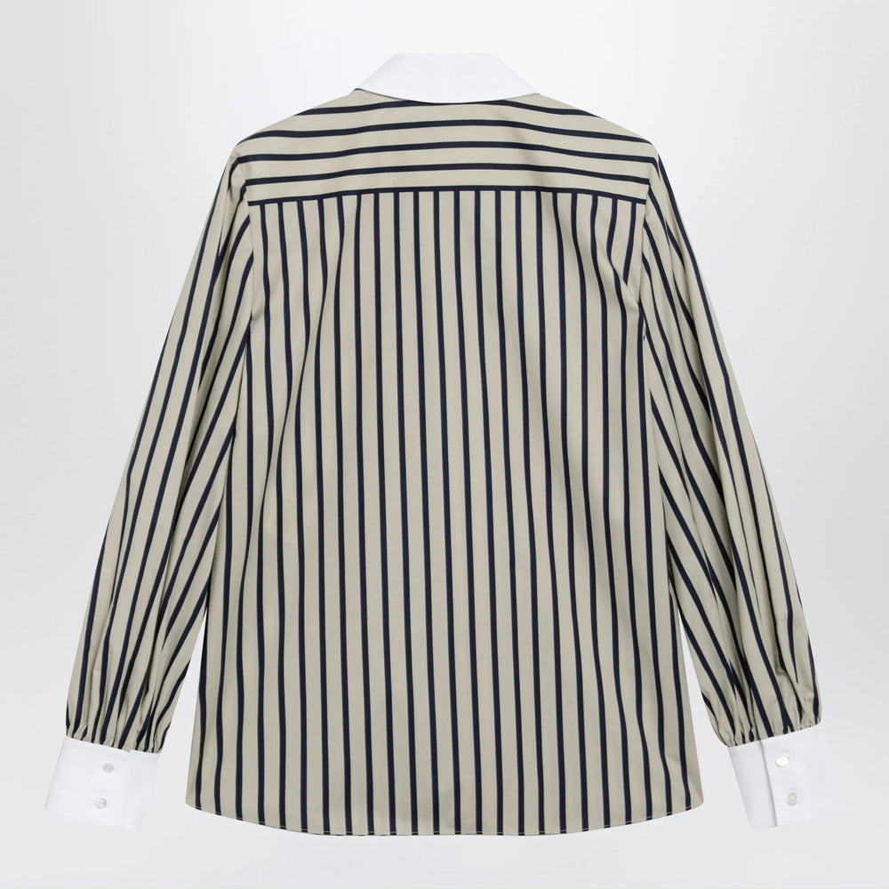 Valentino - Striped cotton shirt with scarf in beige and blue Brand Apparel & Accessories > Clothing > Shirts & Tops 38  IT