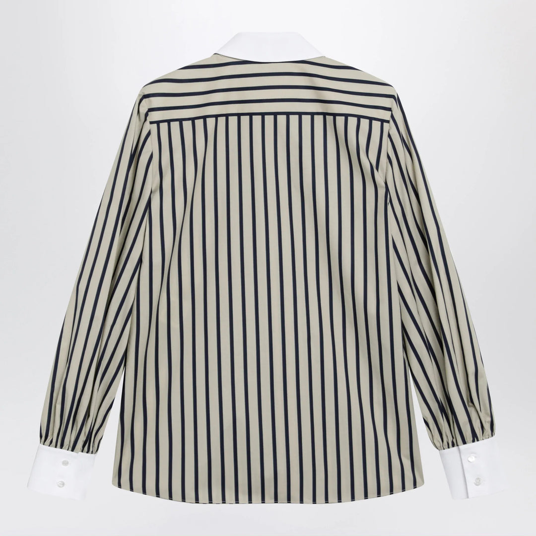 Valentino - Striped cotton shirt with scarf in beige and blue Brand Apparel &amp; Accessories > Clothing > Shirts &amp; Tops 38  IT