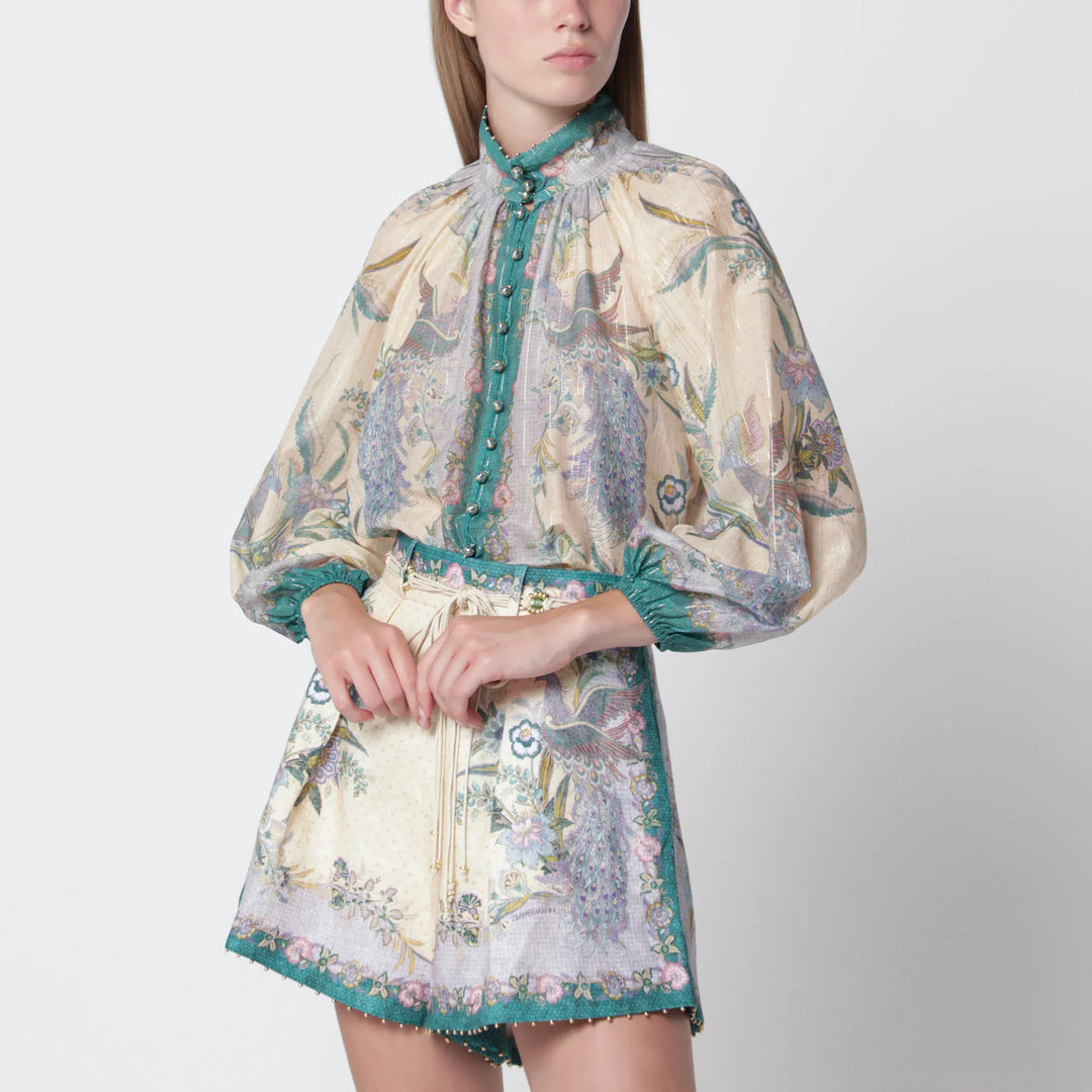 ZIMMERMANN - Cream cotton and silk Indra shirt Brand Apparel &amp; Accessories > Clothing > Shirts &amp; Tops 1