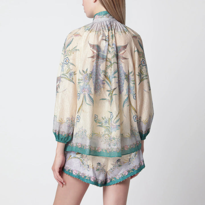 ZIMMERMANN - Cream cotton and silk Indra shirt Brand Apparel &amp; Accessories > Clothing > Shirts &amp; Tops