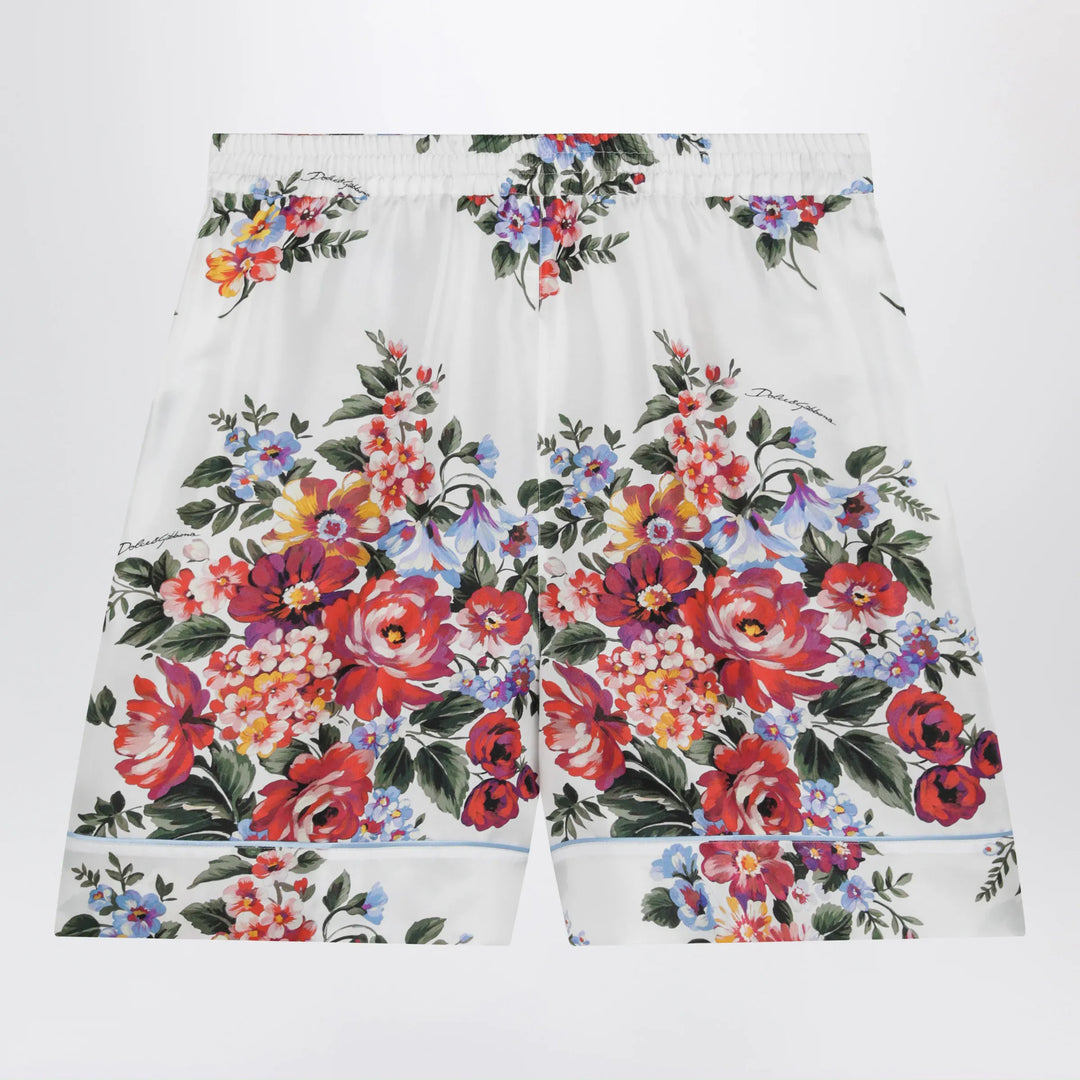 Dolce&amp;Gabbana - Vanity bermuda shorts in silk twill, white floral print Brand Apparel &amp; Accessories > Clothing > Shorts 38  IT