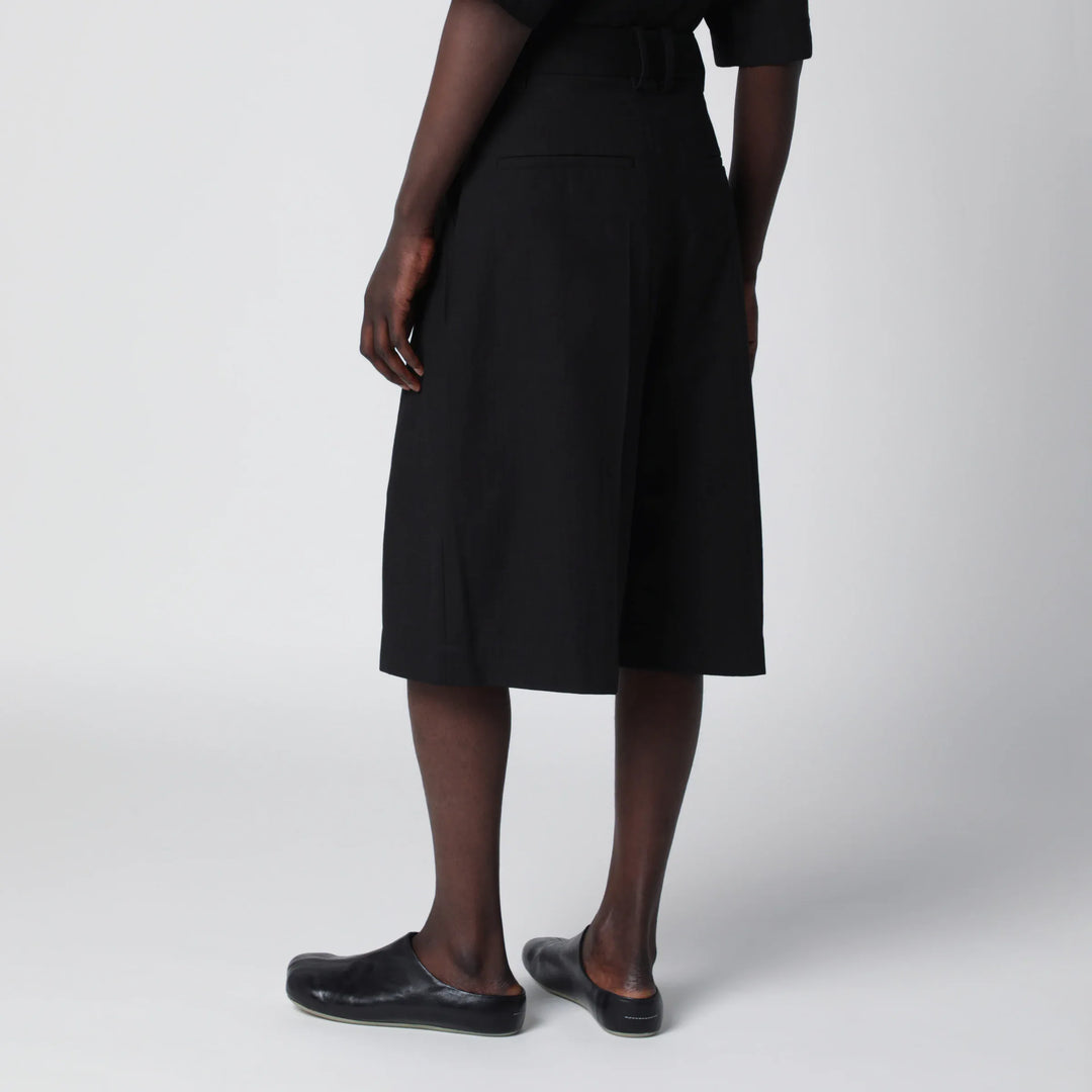 STUDIO NICHOLSON - Fowld shorts in cotton blend black Brand Apparel &amp; Accessories > Clothing > Shorts