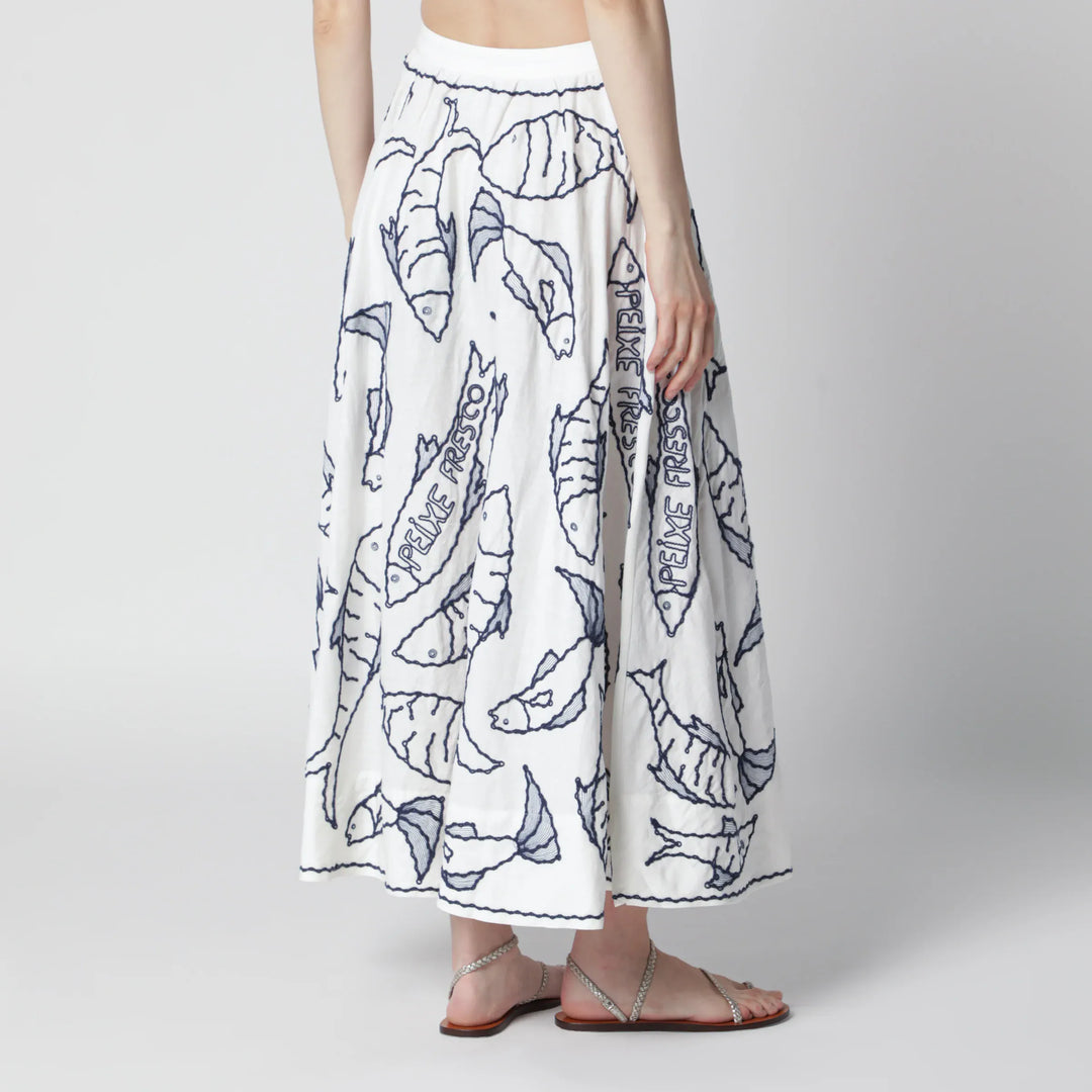 FARM Rio - Midi skirt with marine embroidery Brand Apparel &amp; Accessories > Clothing > Skirts
