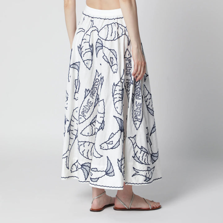 FARM Rio - Midi skirt with marine embroidery Brand Apparel &amp; Accessories > Clothing > Skirts
