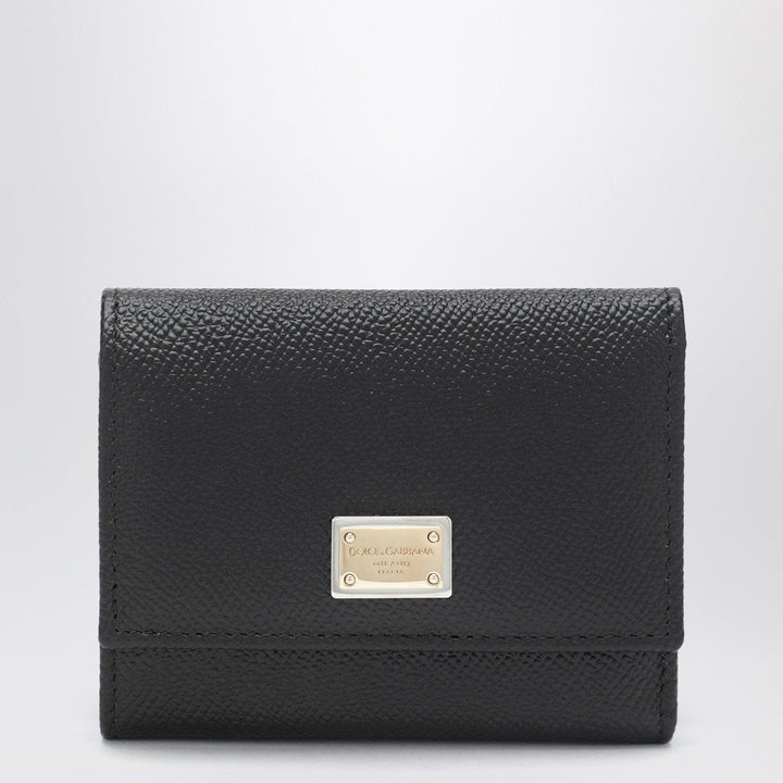 Apparel &amp; Accessories TU Dolce&amp;Gabbana - Black dauphine leather wallet with logo plaque Brand