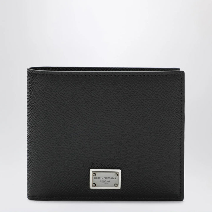Dolce&amp;Gabbana - Black dauphine leather wallet with logo plaque Brand Apparel &amp; Accessories TU
