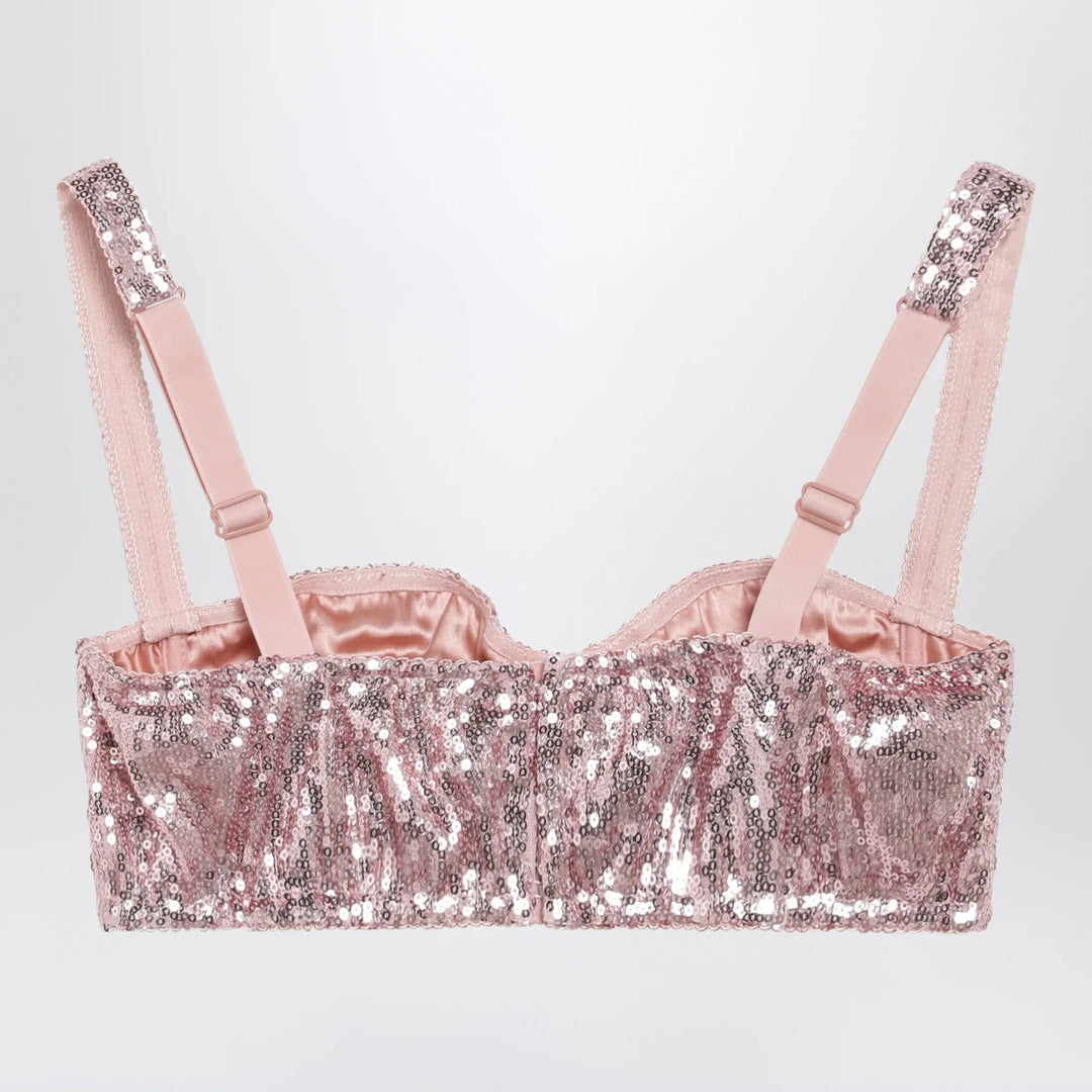 Dolce&amp;Gabbana - Pink balconette bra in micro-sequins Brand Apparel &amp; Accessories 3B