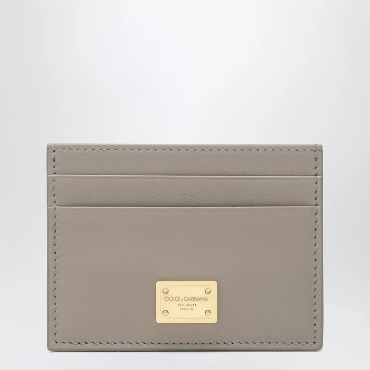 Dolce&amp;Gabbana - Taupe leather card holder with logo plaque Brand Apparel &amp; Accessories TU