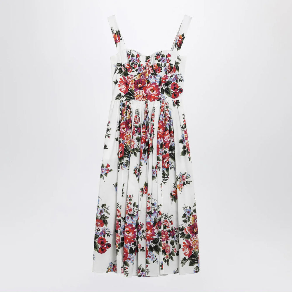 Dolce&Gabbana - White dress with floral print Brand Apparel & Accessories 40  IT