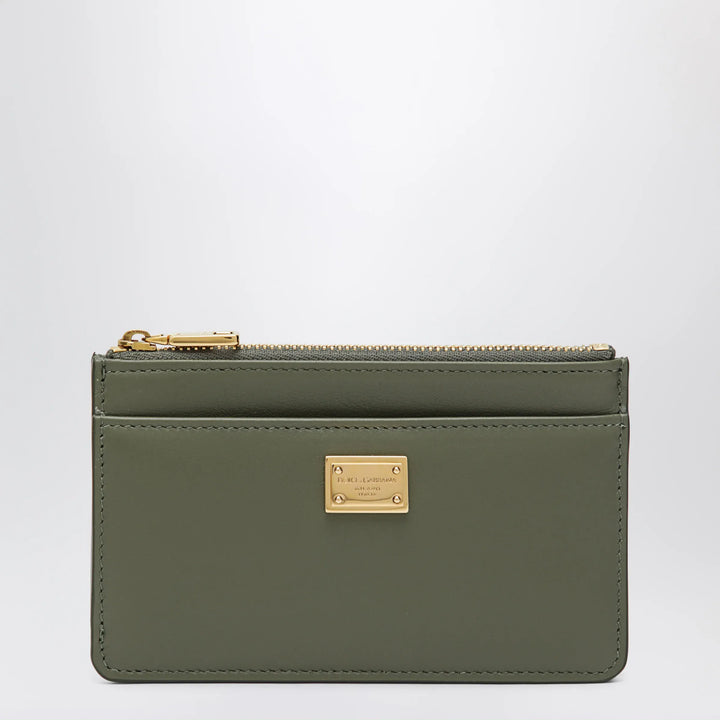 Dolce&amp;Gabbana - Zip card holder in plongé calfskin, military green Brand Apparel &amp; Accessories TU