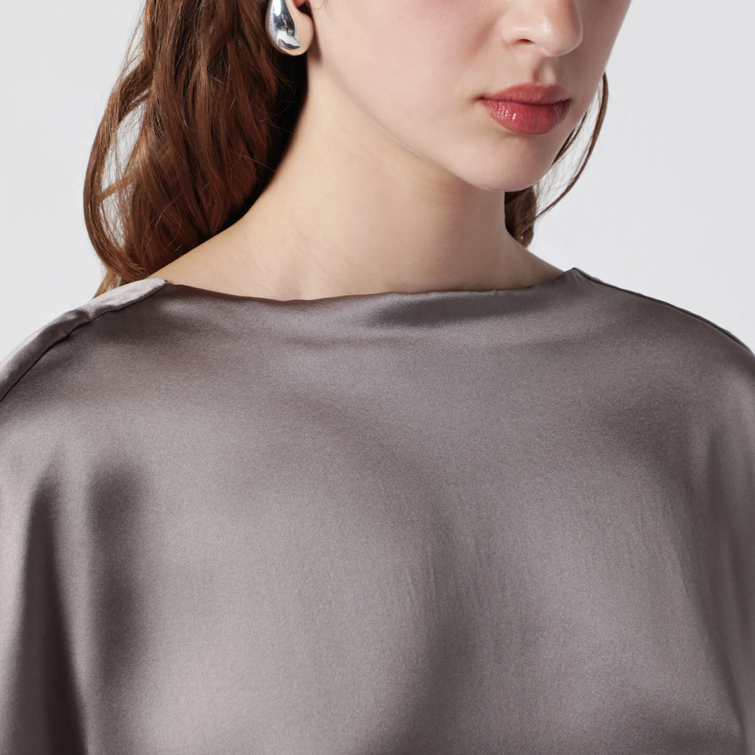 Dries Van Noten - Taupe silk satin midi dress Brand Apparel &amp; Accessories