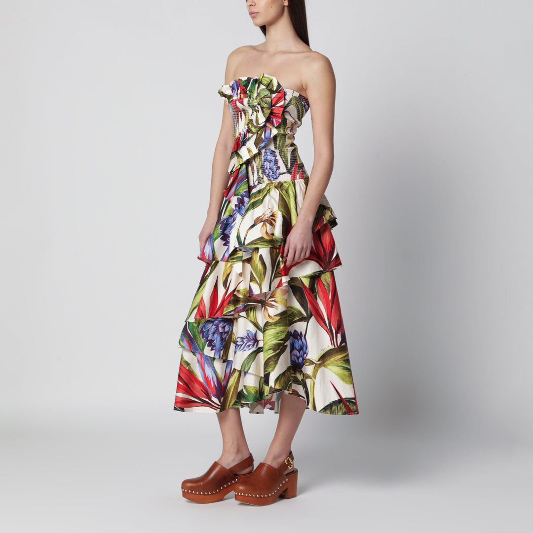 Apparel &amp; Accessories FARM Rio - Sand Florart strapless cotton dress Brand