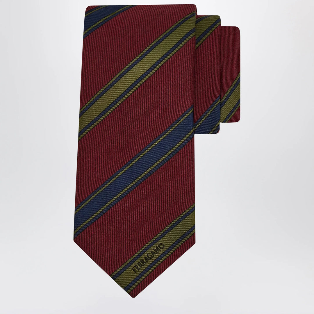 Ferragamo - Bordeaux/Red Regimental Jacquard Tie Brand Apparel & Accessories U