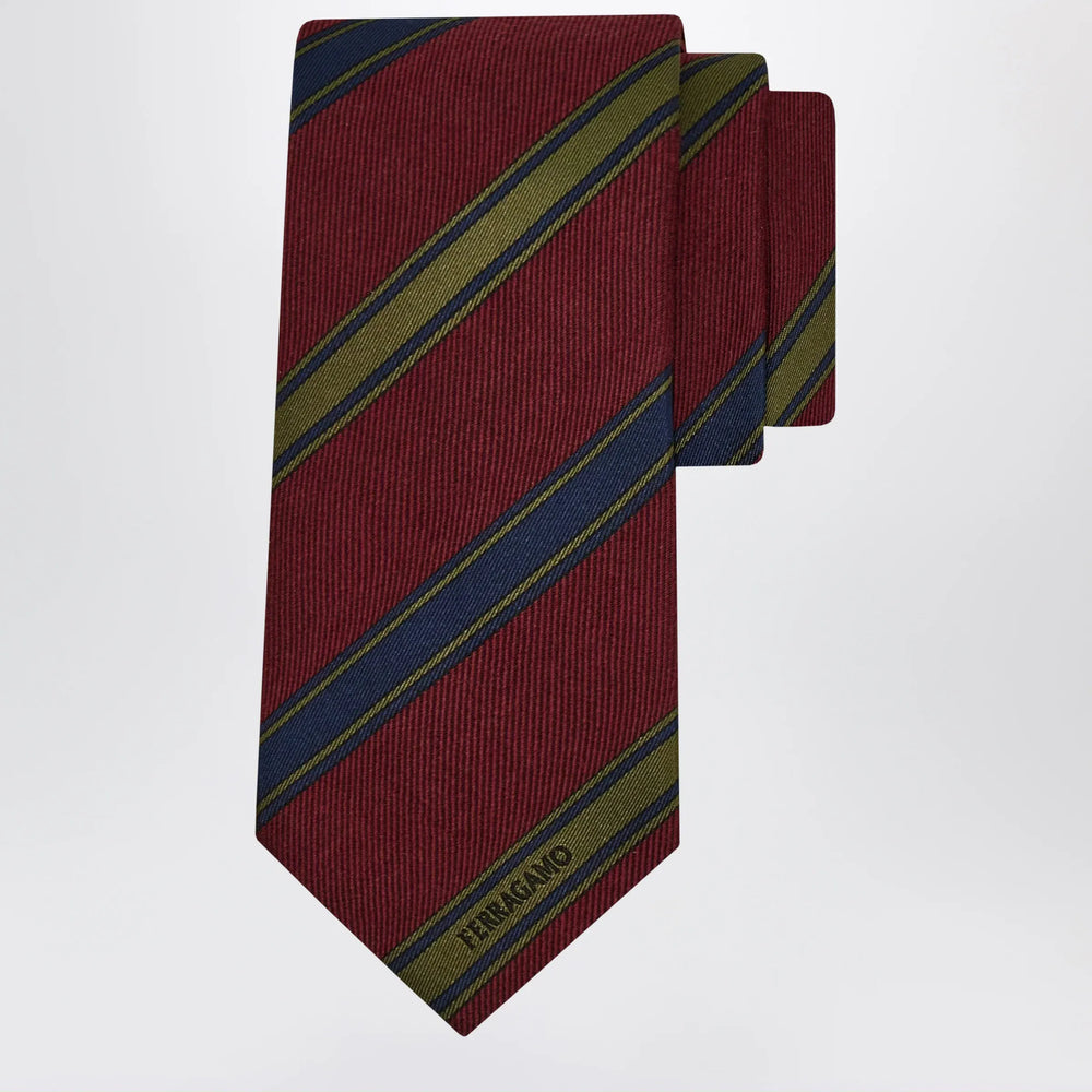 Ferragamo - Bordeaux/Red Regimental Jacquard Tie Brand Apparel & Accessories U