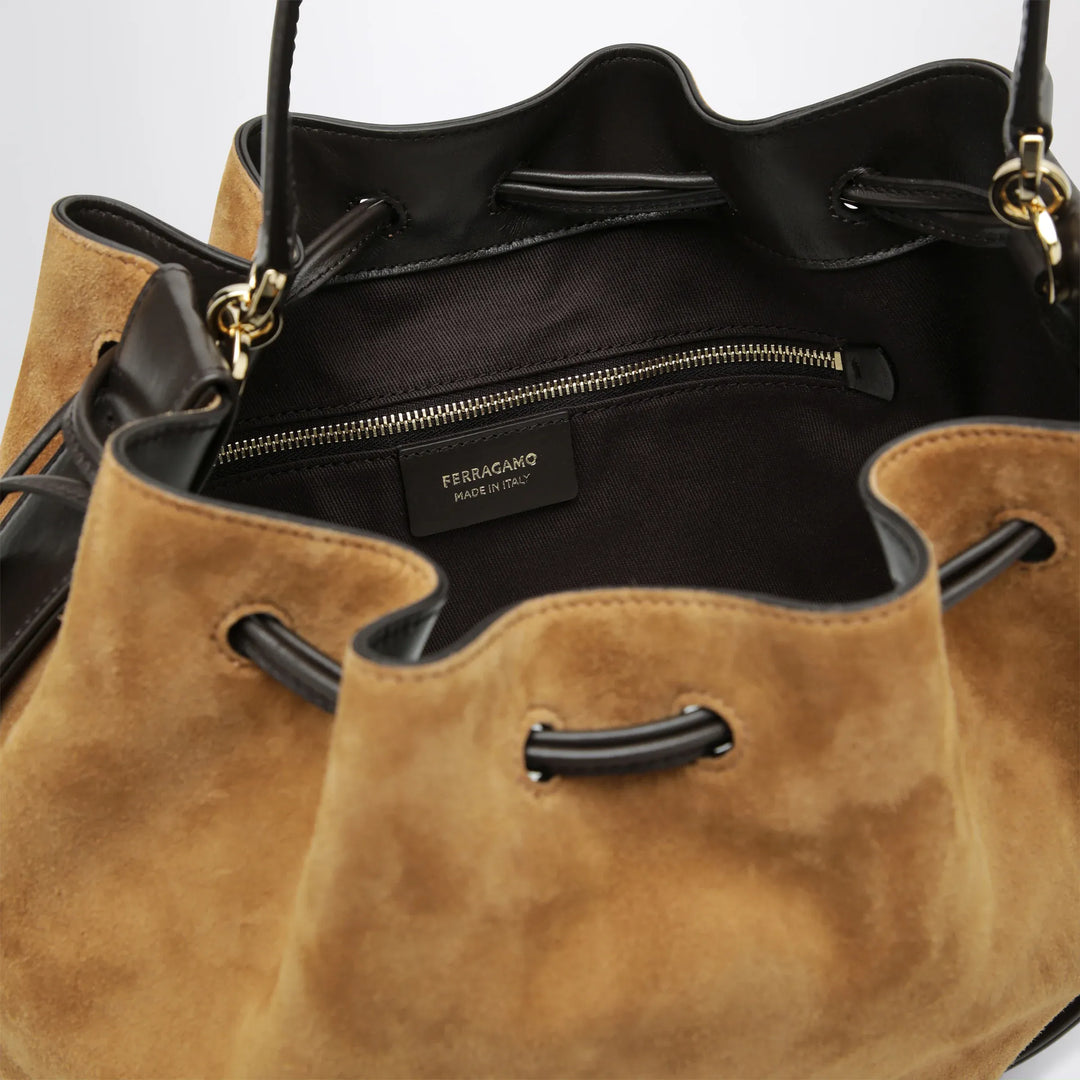 Ferragamo - Hug bucket bag with buckle in Natural Brand Apparel &amp; Accessories TU
