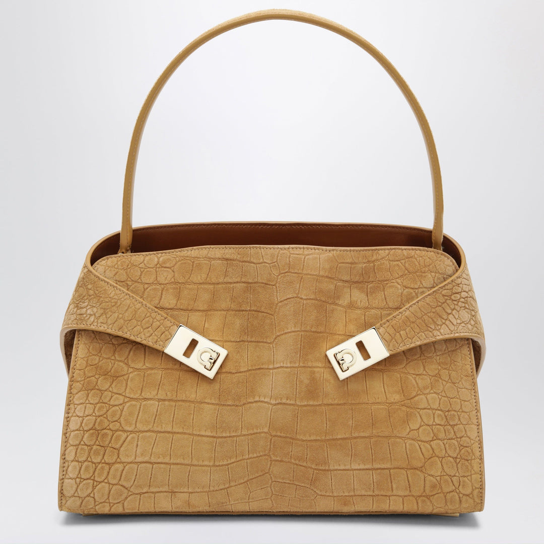 Apparel &amp; Accessories TU Ferragamo - Hug Soft M shoulder bag in Natural crocodile-effect Brand