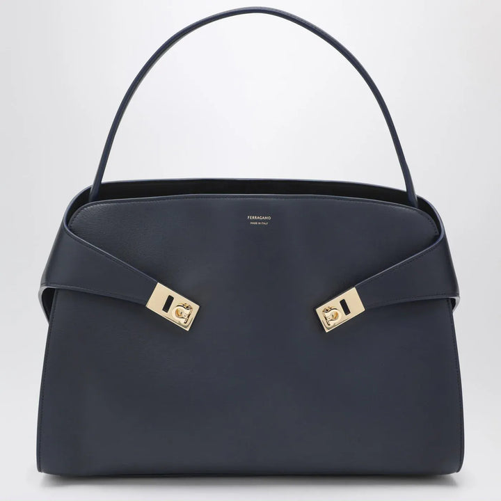 Ferragamo - Navy and brown leather Hug Soft L handbag Brand Apparel &amp; Accessories TU