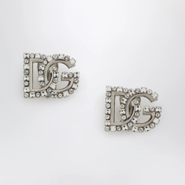 Dolce&amp;Gabbana - DG logo rhinestone clip-on earrings in silver Brand Apparel &amp; Accessories > Jewelry TU