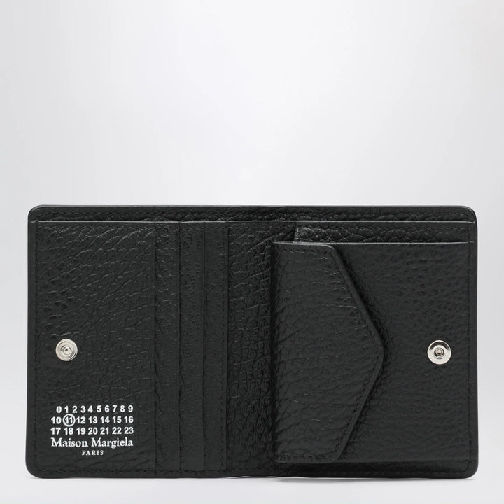 Maison Margiela - Four Stitches compact grained leather card holder in black Brand Apparel &amp; Accessories U