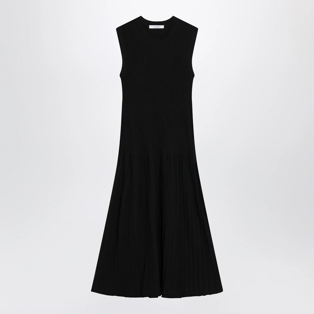 Max Mara - Midi fit-and-flare ribbed viscose crêpe dress in black Brand Apparel &amp; Accessories XS