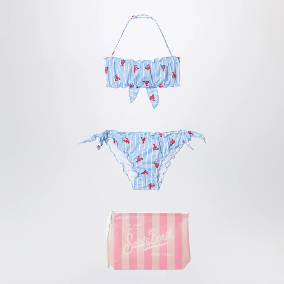 MC2 Saint Barth - Light blue striped bikini with little crabs and pouch Brand Apparel & Accessories 4