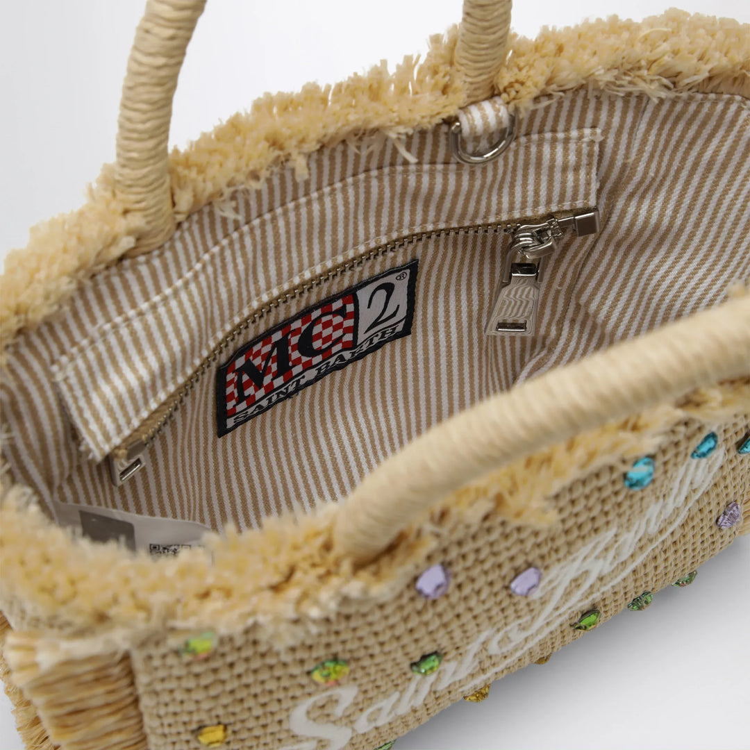MC2 Saint Barth - Small Colette bag in straw-effect fabric with beads Brand Apparel &amp; Accessories TU