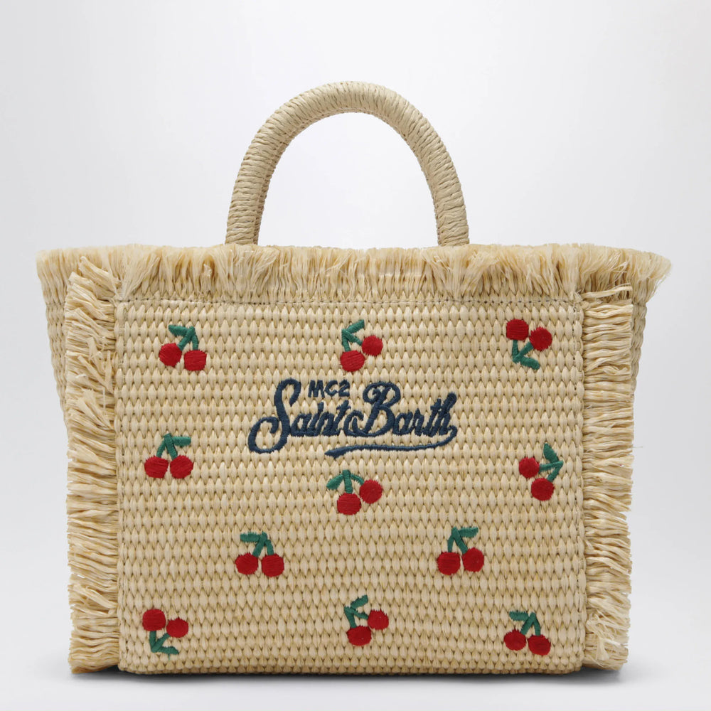 MC2 Saint Barth - Small Colette bag in straw-effect fabric with cherries Brand Apparel & Accessories TU