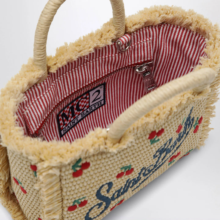 MC2 Saint Barth - Small Colette bag in straw-effect fabric with cherries Brand Apparel &amp; Accessories TU