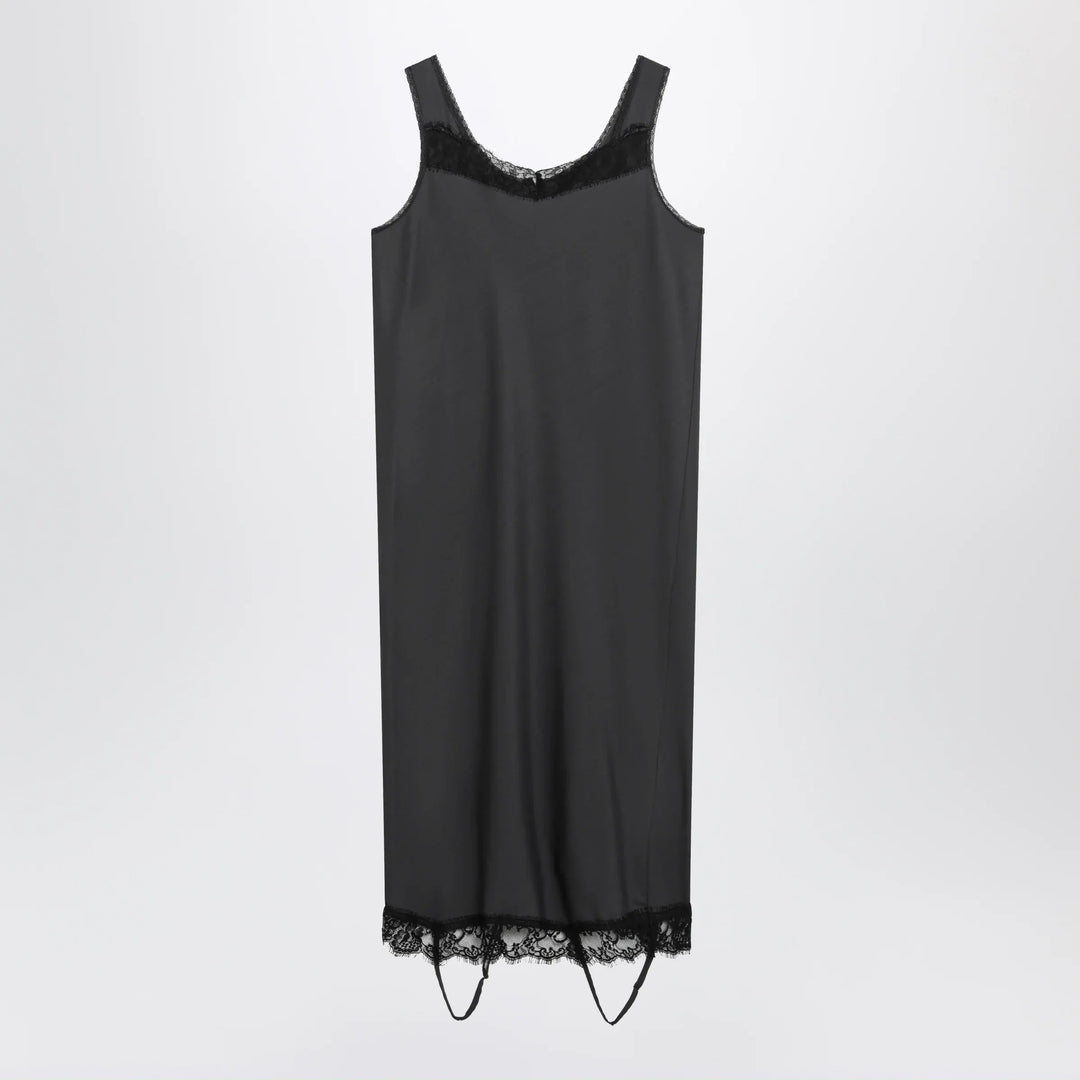 MM6 Maison Margiela - Grey midi slip dress with lace trims Brand Apparel &amp; Accessories 40  IT