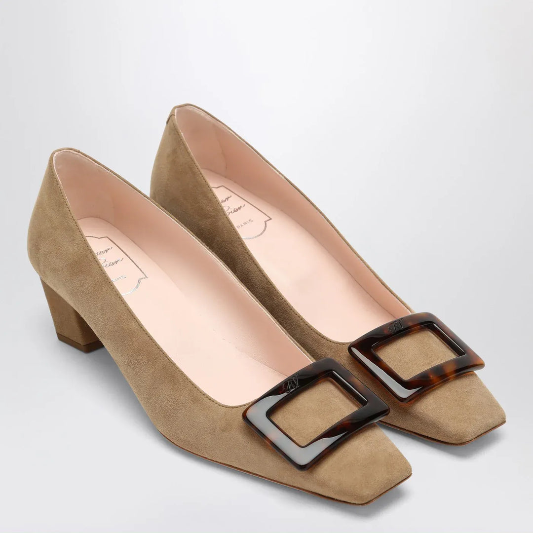 ROGER VIVIER - Belle Vivier tobacco suede Décolletté Brand Apparel &amp; Accessories