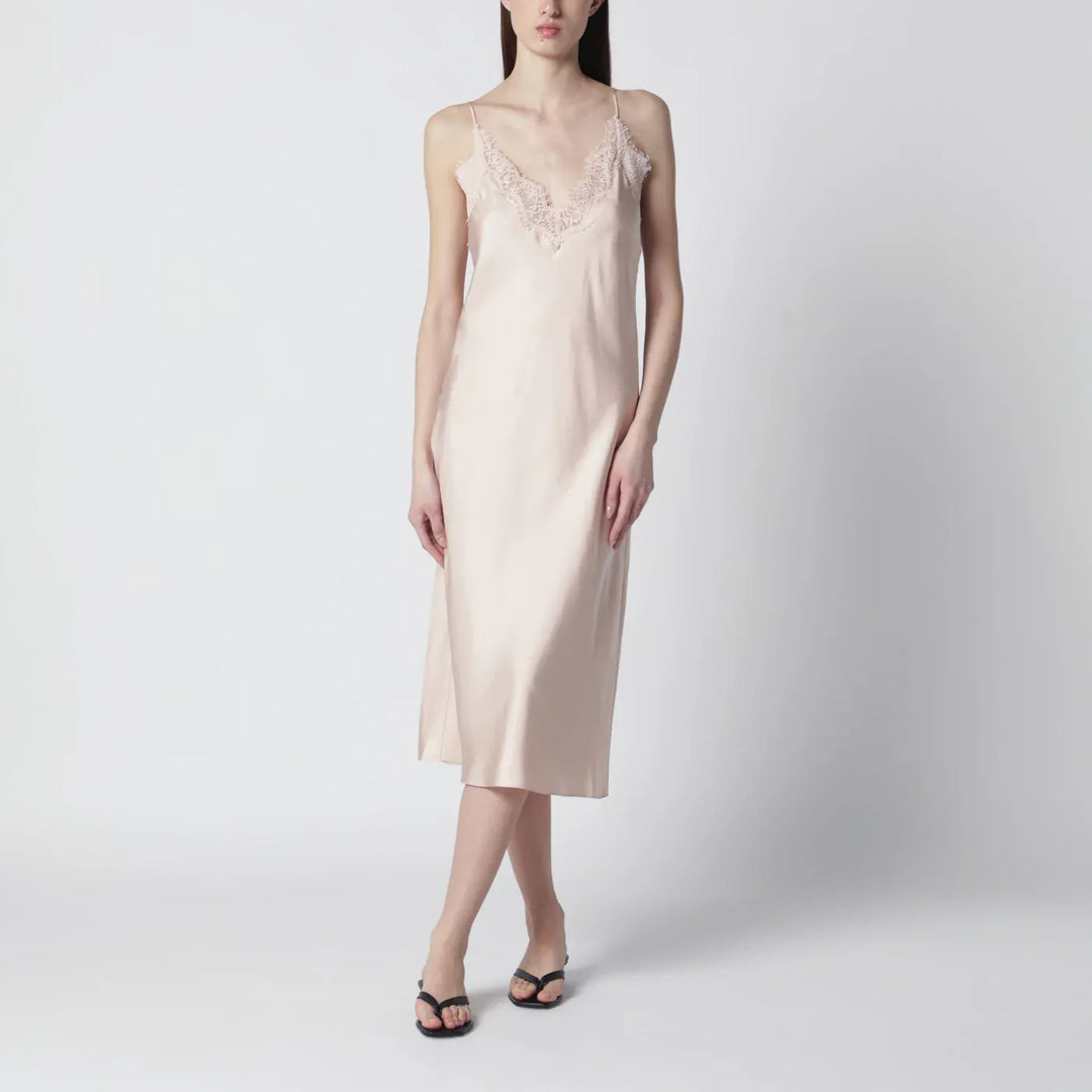 Róhe - Light pink silk slip dress with lace Brand Apparel &amp; Accessories 36  FR