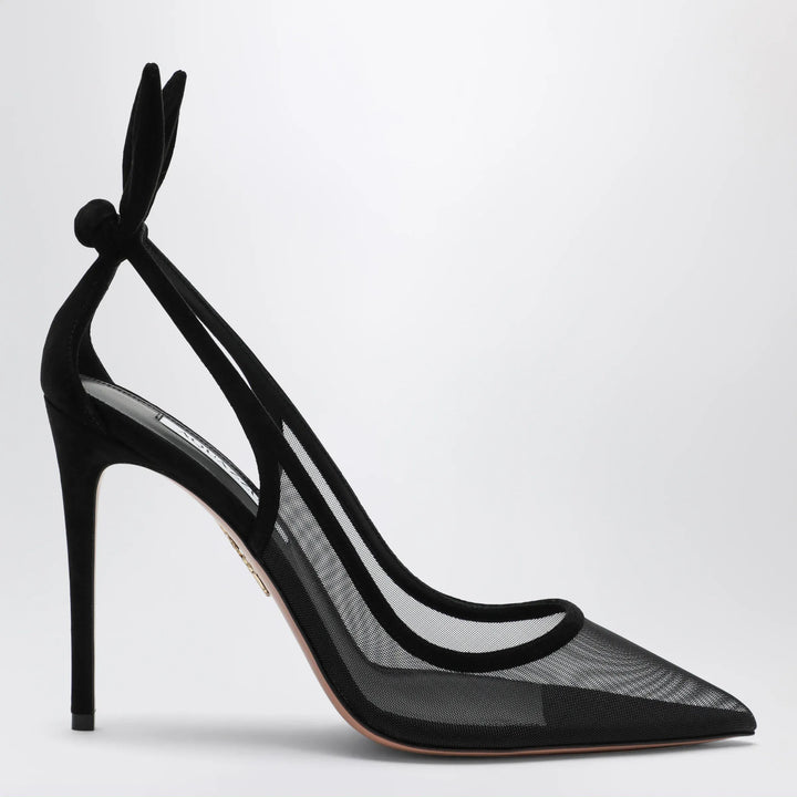 Aquazzura - Black Bow Tie pumps in mesh and suede Brand Apparel &amp; Accessories > Shoes