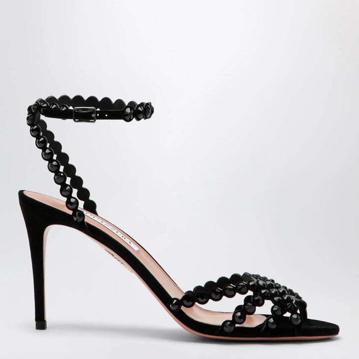 Aquazzura - Tequila black sandals in suede with crystals Brand Apparel &amp; Accessories > Shoes 41 IT