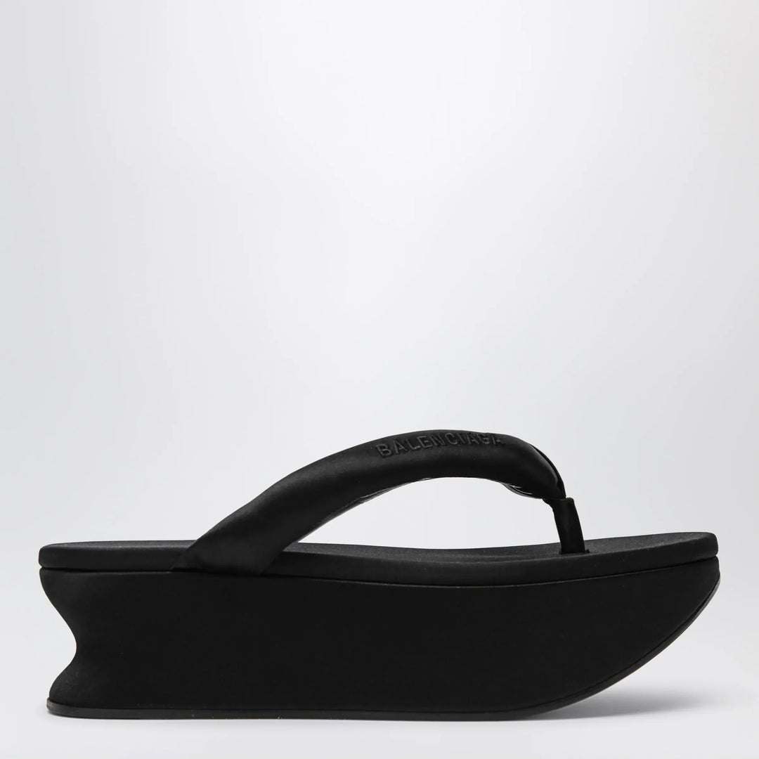 Balenciaga - Gaeta thong sandals in satin, black Brand Apparel & Accessories > Shoes 36 IT