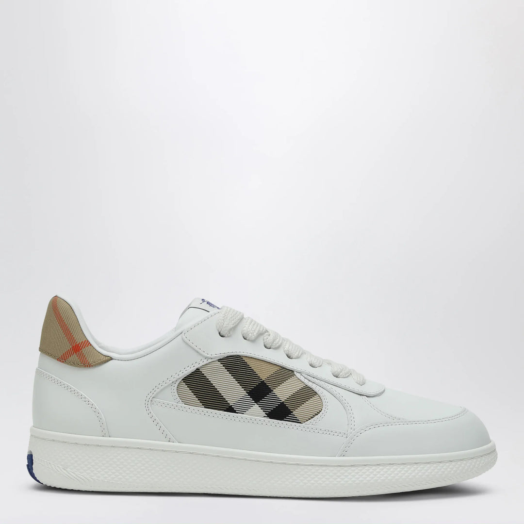 Burberry - White leather sneaker terrace and Check Brand Apparel &amp; Accessories > Shoes