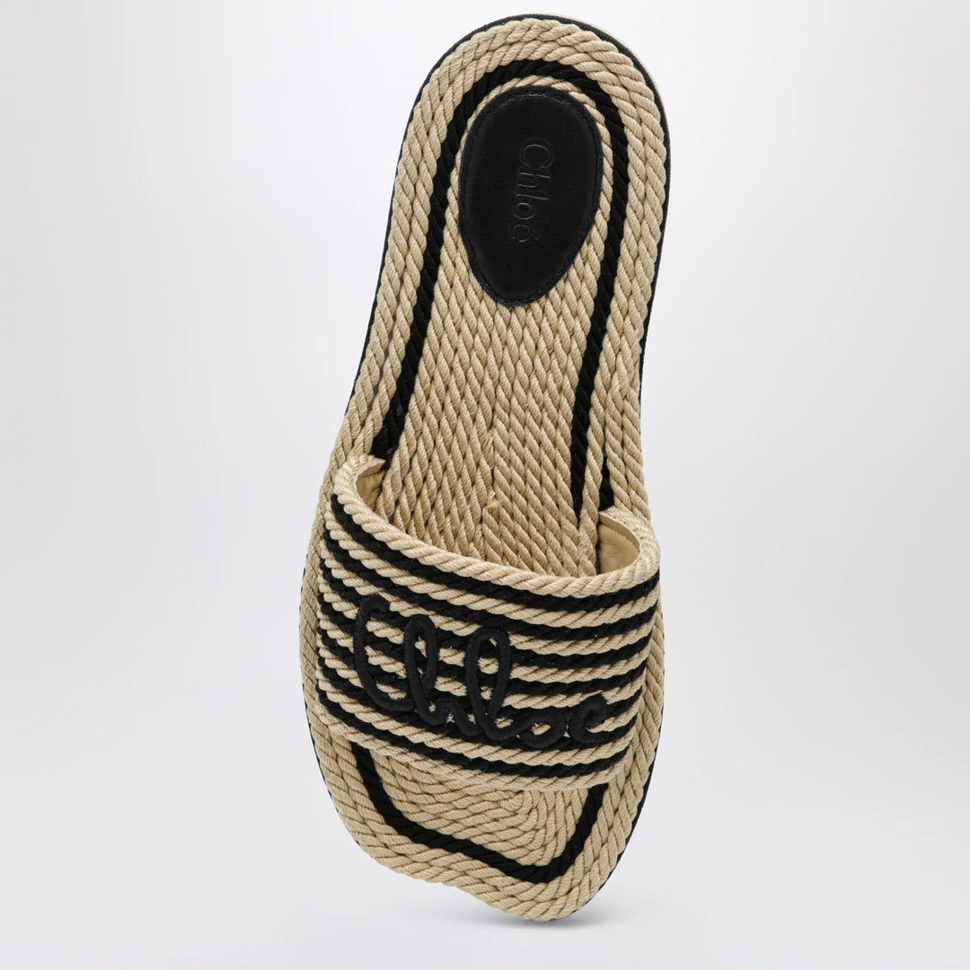 Chloé - Sand mules in hand-braided recycled rope, black Brand Apparel &amp; Accessories > Shoes