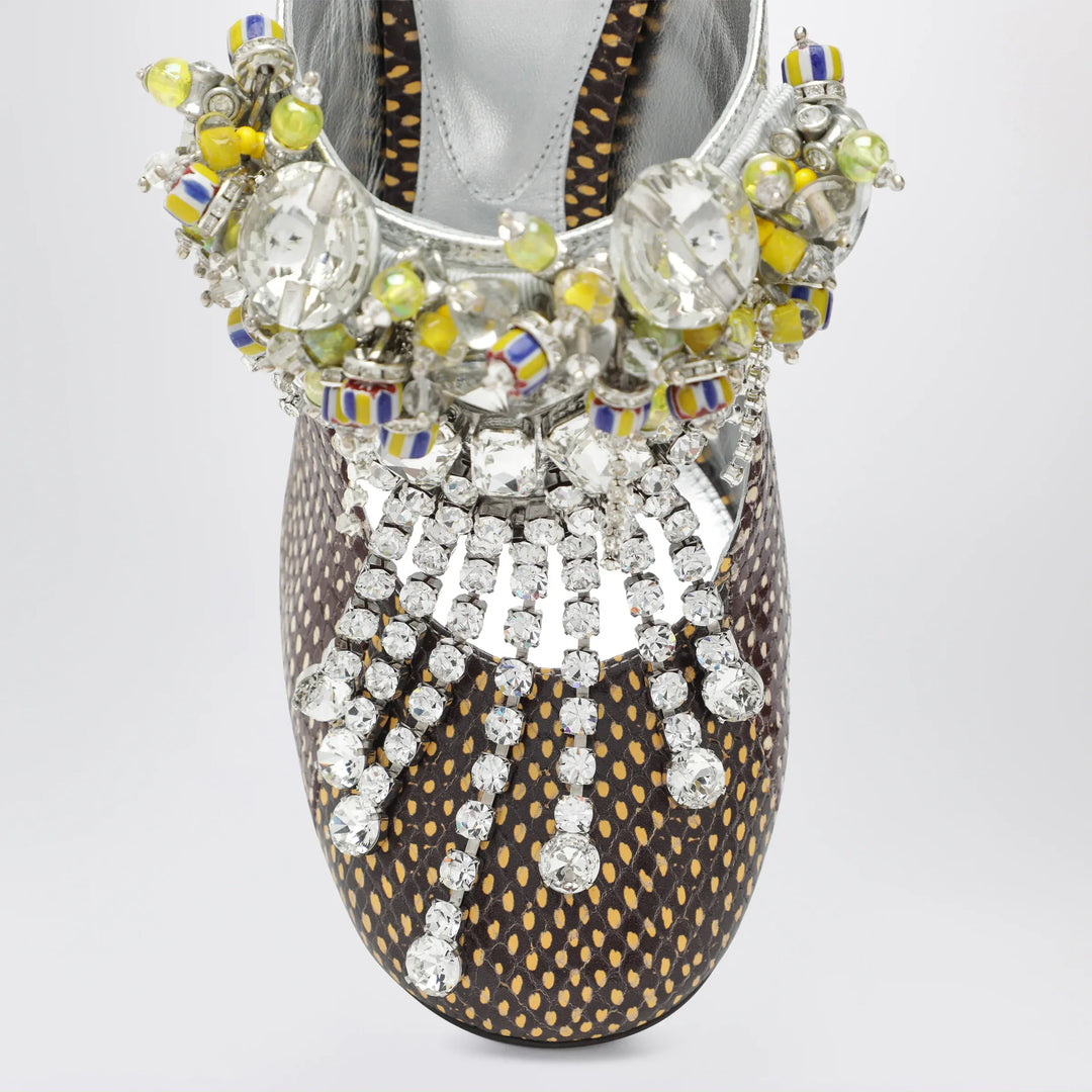 Dries Van Noten - Patchwork leather mules with decoration Brand Apparel &amp; Accessories > Shoes