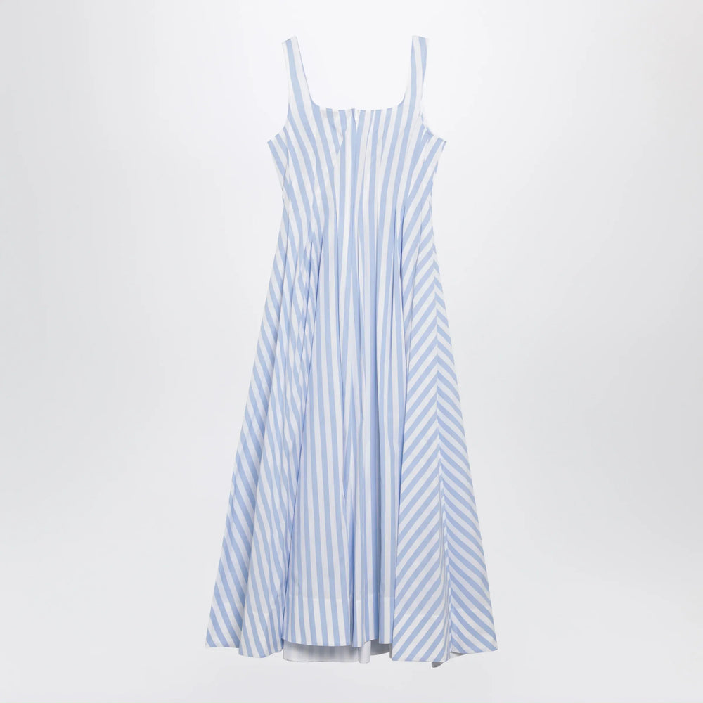 Sportmax - Long striped cotton poplin dress in light blue Brand Apparel & Accessories 40  IT