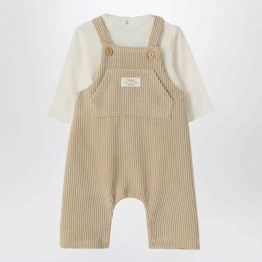 Teddy &amp; Minou - Beige outfit with corduroy overalls Brand Apparel &amp; Accessories 24M