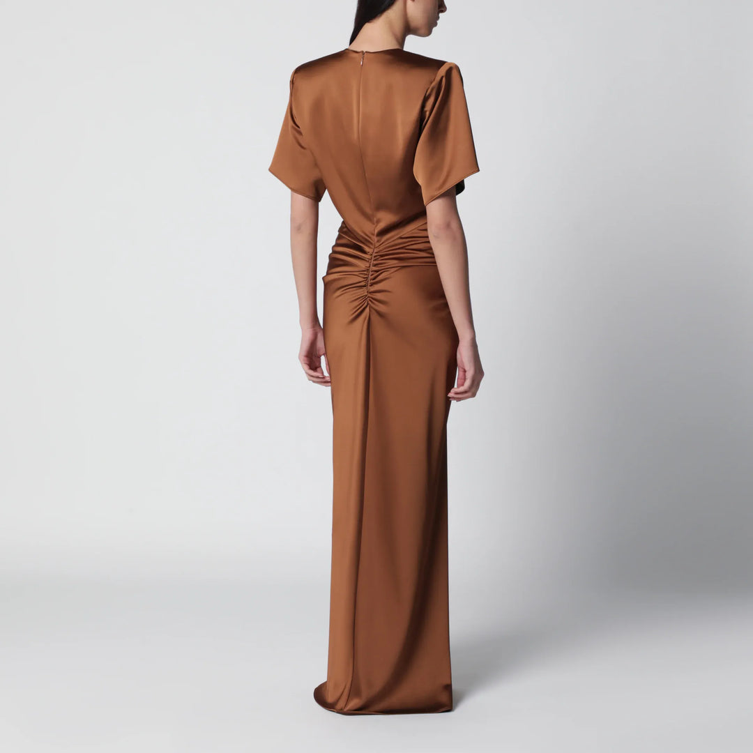 THE ANDAMANE - Long Iris dress in bronze with gathered waist Brand Apparel &amp; Accessories