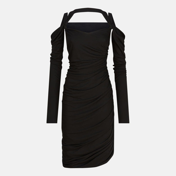 Apparel &amp; Accessories The Attico - Black midi dress in viscose crêpe Brand