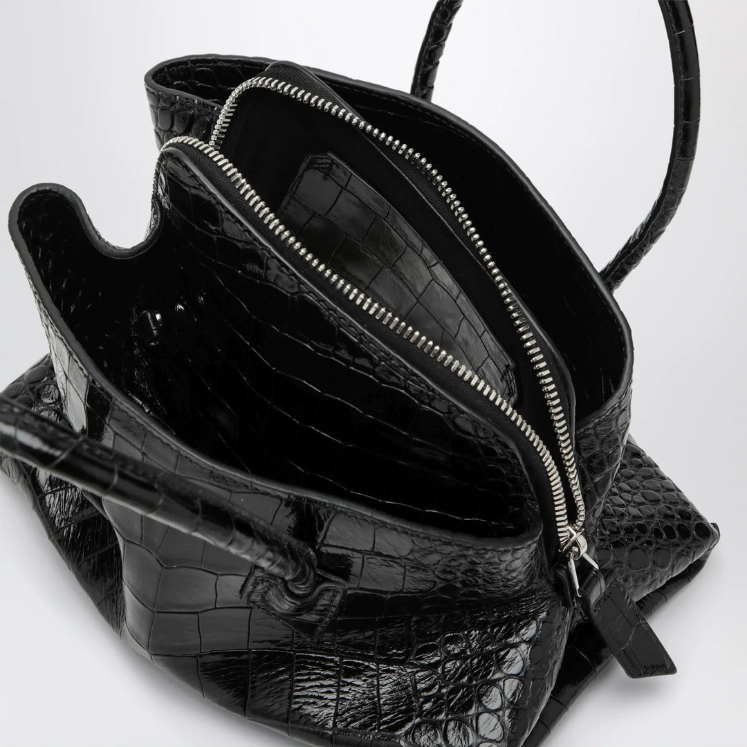 The Attico - La Passeggiata Mini black crocodile-print leather bag Brand Apparel &amp; Accessories TU