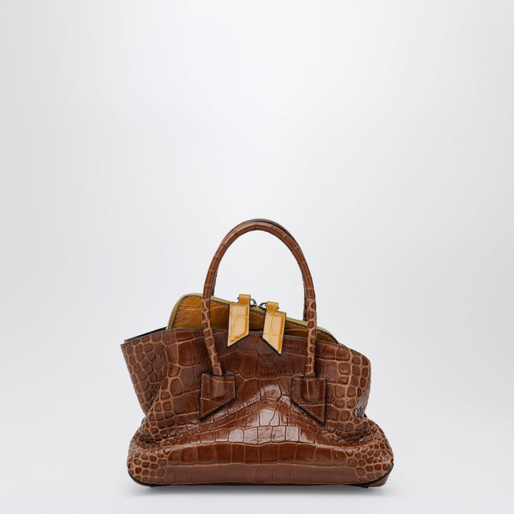 Apparel &amp; Accessories TU The Attico - La Passeggiata Mini shaded brown crocodile-print leather bag Brand