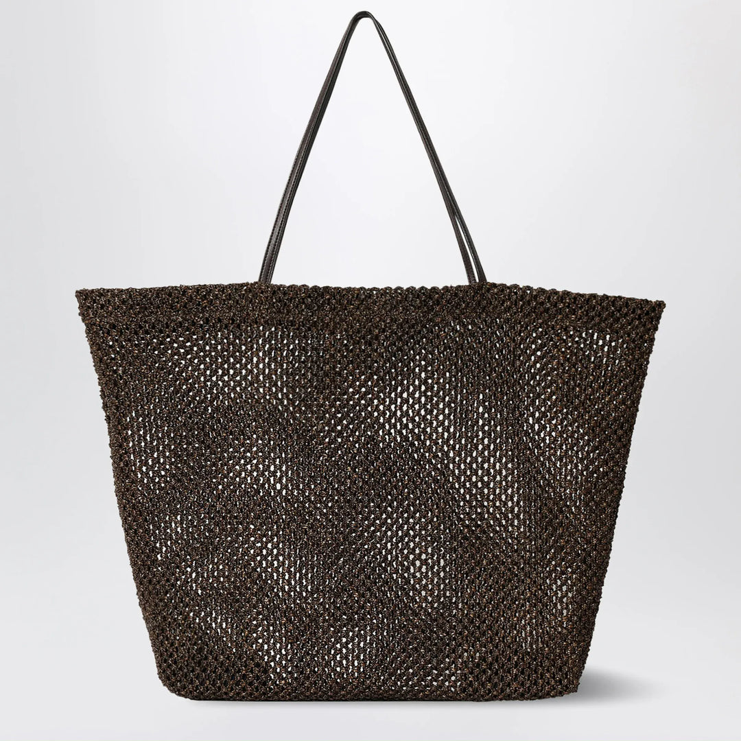 The Row - Geometric crochet nylon tote bag in dark brown Brand Apparel &amp; Accessories TU