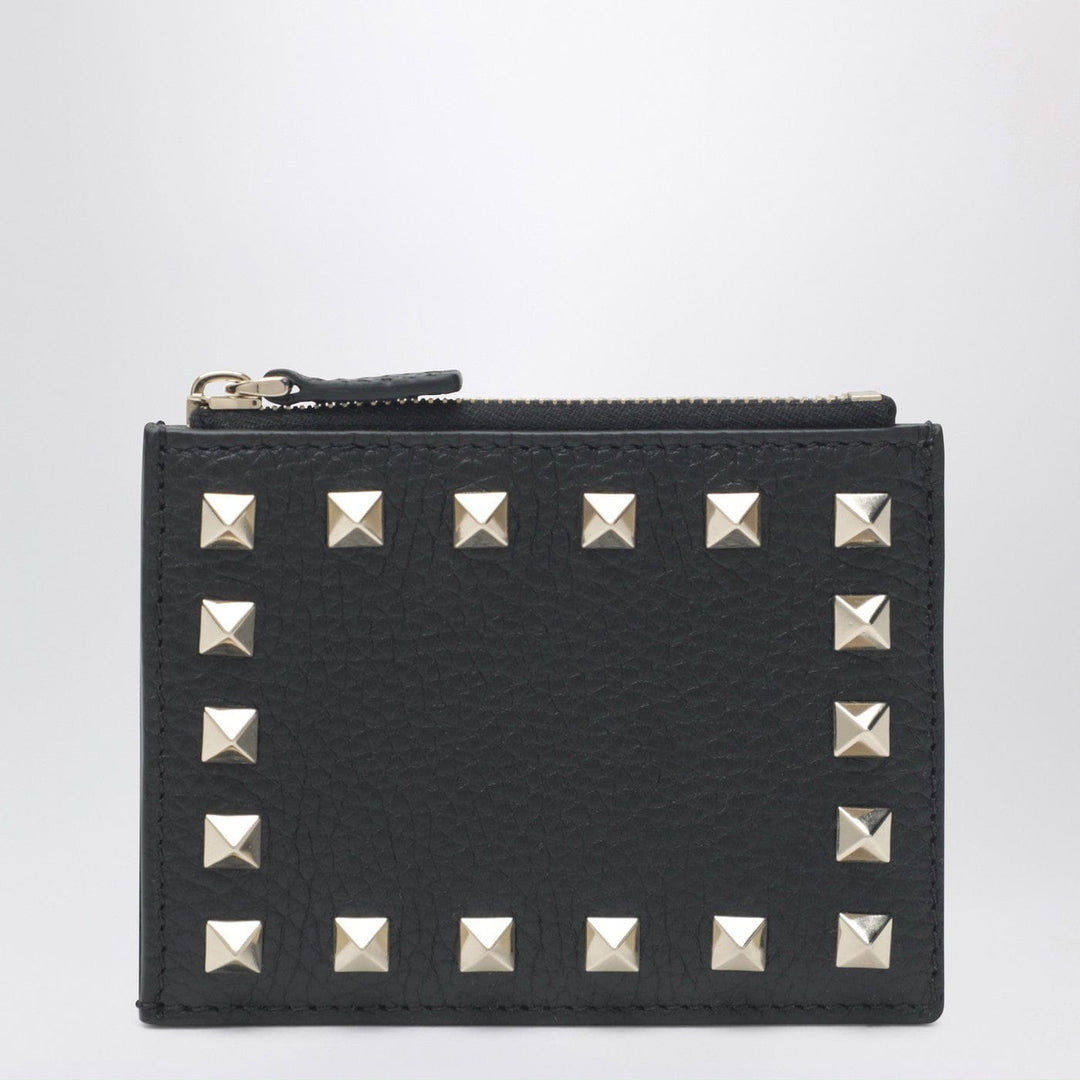 Apparel &amp; Accessories TU Valentino Garavani - Black leather Rockstud zip card holder Brand