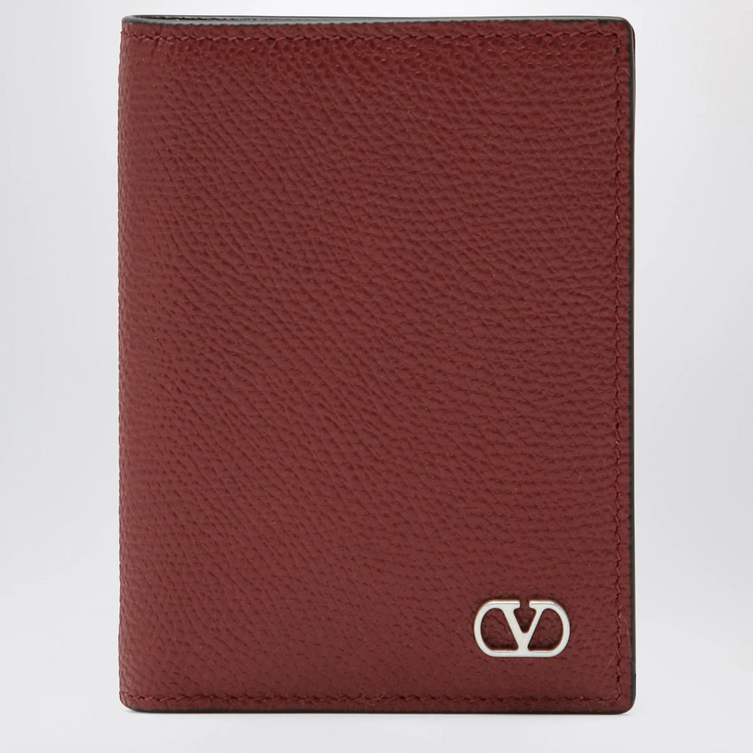 Valentino Garavani - Dark red Vlogo card holder in grained leather Brand Apparel &amp; Accessories U