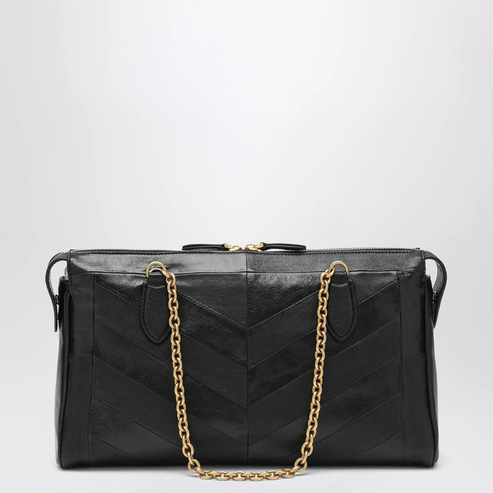 Valentino Garavani - Panthea Chevron Bag in Black Leather Brand Apparel &amp; Accessories U